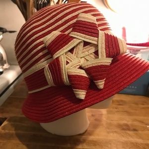 Red Straw Cloche Hat- NEW with Tags